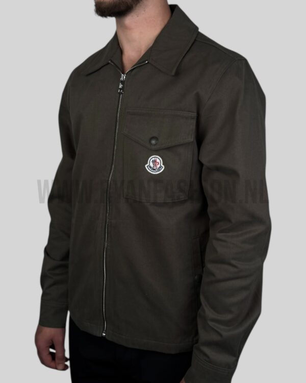 Moncler Cotton Gabardine Zip-Up Shirt Jacket Olive Green - Afbeelding 2