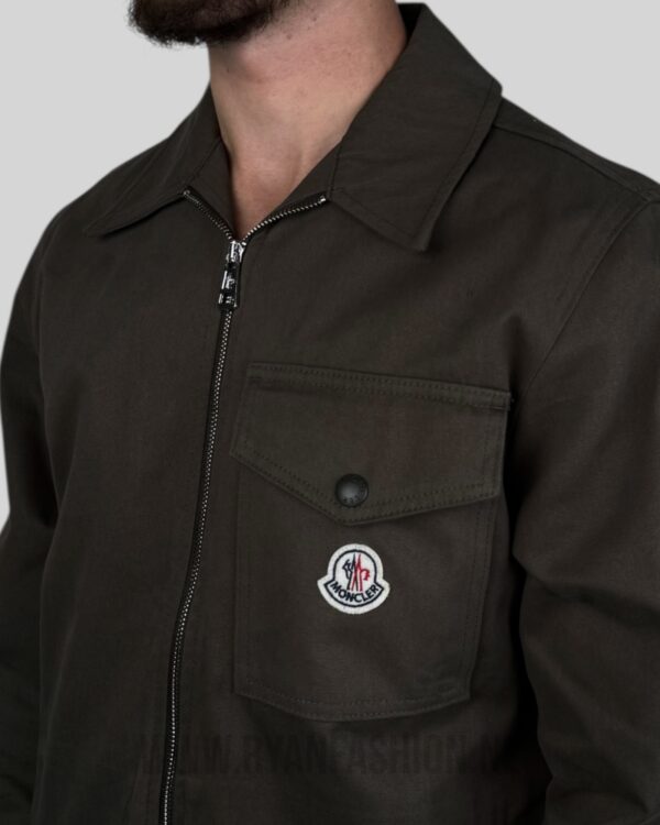 Moncler Cotton Gabardine Zip-Up Shirt Jacket Olive Green - Afbeelding 3