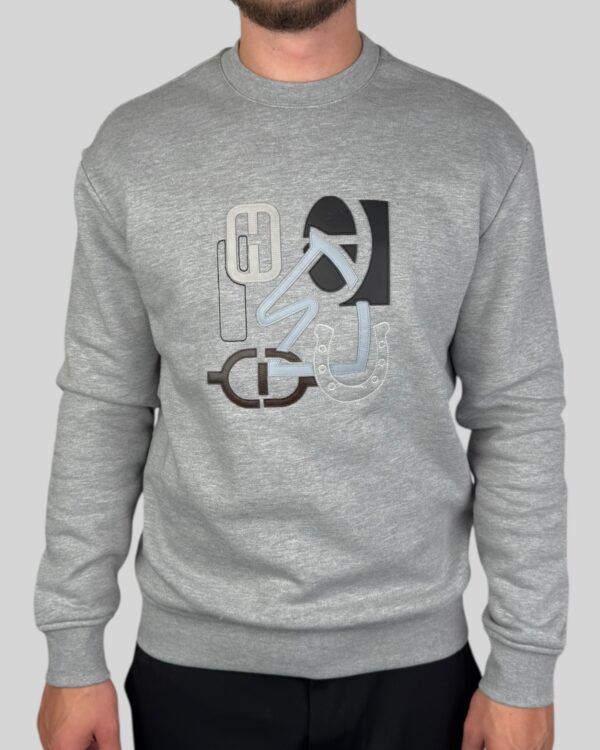 Hermes ''H Puzzle'' Crewneck Sweater Grey