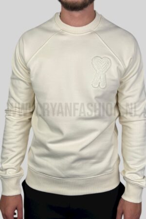 Ami Paris Embroidered Logo Sweater Cream