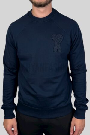 Ami Paris Embroidered Logo Sweater Navy Blue