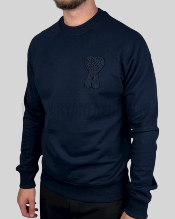 Ami Paris Embroidered Logo Sweater Navy Blue - Afbeelding 2