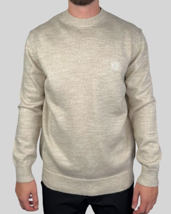 Loewe Embroidered Logo Knitted Sweater Beige