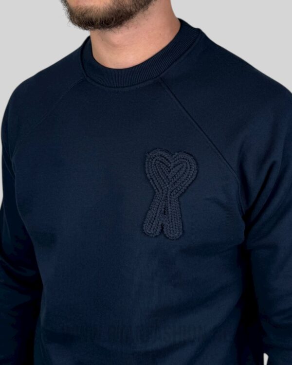 Ami Paris Embroidered Logo Sweater Navy Blue - Afbeelding 3
