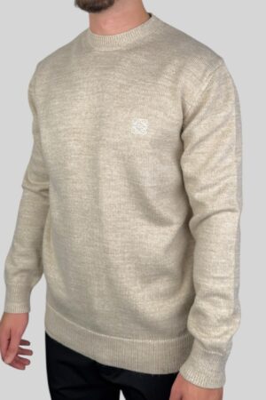 Loewe Embroidered Logo Knitted Sweater Beige