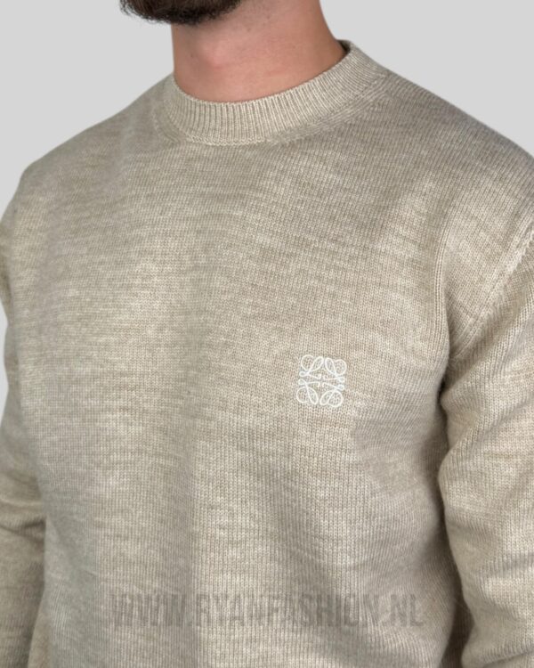 Loewe Embroidered Logo Knitted Sweater Beige - Afbeelding 3