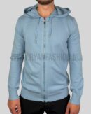 Hermes Cashmere ''Maillon Chaine d'Ancre'' Hooded Vest Light Blue