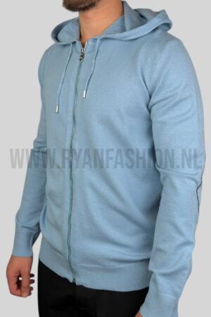 Hermes Cashmere ''Maillon Chaine d'Ancre'' Hooded Vest Light Blue