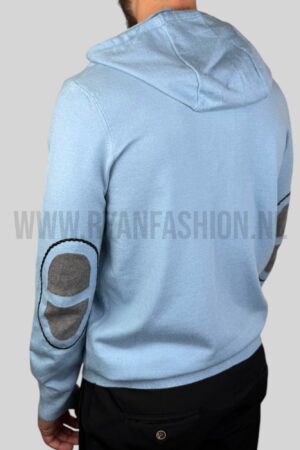 Hermes Cashmere ''Maillon Chaine d'Ancre'' Hooded Vest Light Blue