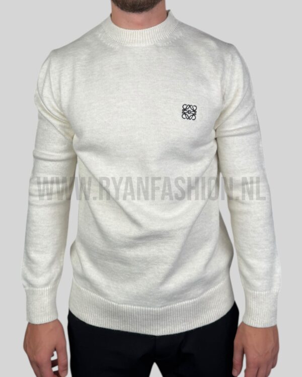 Loewe Embroidered Logo Knitted Sweater Ecru