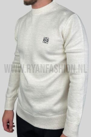 Loewe Embroidered Logo Knitted Sweater Ecru