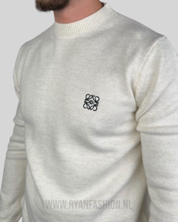 Loewe Embroidered Logo Knitted Sweater Ecru - Afbeelding 3