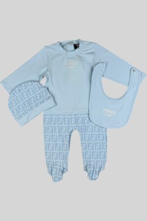 Fendi Baby Cotton Romper Blue