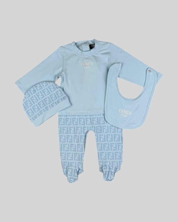 Fendi Baby Cotton Romper Blue